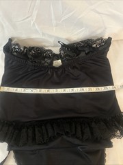 VTG 90’s Shirley Of Hollywood Black Lace Teddiette Underwire Corset&Garter S-L