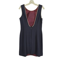 DATIANI Vintage sleeveless open back cocktail elegant navy blue dress sz 12