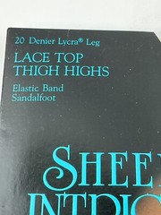 Vintage K-Mart Sheer Intrigue Thigh Highs Lace Top Stockings B Black Sandalfoot
