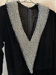 True Vintage 1930s Old Hollywood Glamour Silk Velveteen Beaded Evening Dress