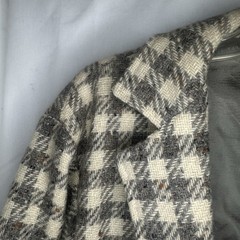 Vintage Laurie Lee Sz 10 Woo Check Gray Ivory White Blazer Jacket Overcoat Coat