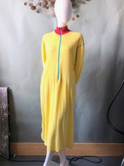 Rare Vintage 70s 80s CLOVIS RUFFIN Boutique Yellow Terry Cloth Robe Caftan M L