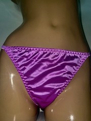 Vintage Style Glossy Classic Satin String Bikini Brief Panties Purple XL NEW
