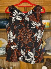 Black, Red+White Top Size 8