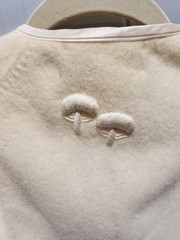 VTG 50s Cream Cardigan Embroidered Mushrooms Rare Mushroomcore Fairycore