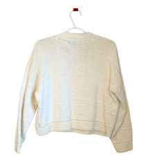 Vintage Cropped Sweater Pullover Chunky Knit Cream Textured Moulin Rouge