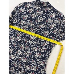 Vintage Y2k Esprit Floral Button Front Dress Womens 9/10 Navy Blue Rayon