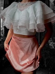 1990s antique blue organza custom blouse