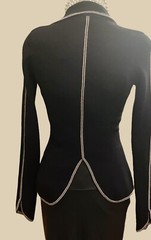TL Wood Black Jacket Y2K Fitted Wool Crepe White Contrast Tailored boho Size XS