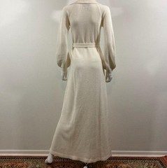 Wenjilli Vintage Knit Long Sleeve Cream Maxi Belted Sweater Dress