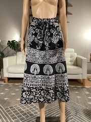 Vintage GEETA INDIA COTTON Paisley Peacock Print WRAP SKIRT Free Size Boho
