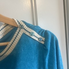 VTG 70’s Jody Of California Turquoise Terry Cloth Dress White Trim Sz 11