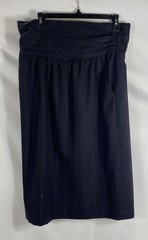 Vintage 90s Escada Margaretha Ley Women’s Navy Pinstripe Wool Cashmere Skirt 40