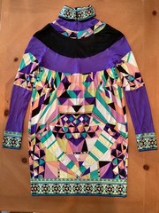 VINTAGE EMILIO PUCCI / ITALY SZ 36 / 8 US SIGNATURE SILK DRESS **GOOD W/ FLAW**