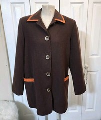 Vintage Harve Benard by Benard Holtzman 100% Wool Long Brown Coat Size 10
