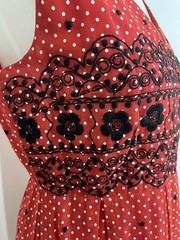 Vtg Mod Maxi Dress The Kollection Red/White Swiss Polka Dot See Measurements