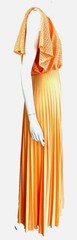 70s JC Penney Cottage Core Maxi Dress Size Small Peach Prairie Ruffle Pleat Lace
