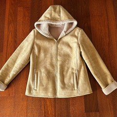 Vintage Faux Suede and Shearling Hooded Coat by Bass Fisherman Aesthetic XL