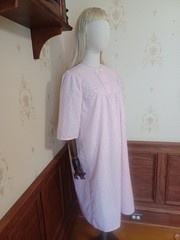 Vintage 1970s/1980s Klein Pink Cotton Blend Floral Prairie Cottagecore Gown
