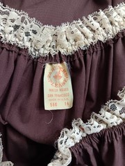 Vtg 60s 70s Partners Please Malco Modes Square Dance Dress Brown Cream 14 USA