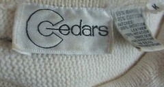 Sz Medium Cedars White Sweater with Faux Pearls & Appliques VINTAGE #537a