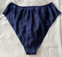 VINTAGE VICTORIA SECRET Hipster Boxer Pettipants Medium Navy Blue w/ Lace