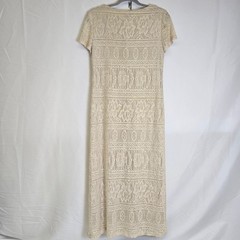 Giorgio Sant’ Angelo Lace Shift Maxi Dress, Cream/Gold Shimmer, Size 5/6, Vtg