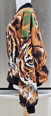 1980s SILKWORMS High Fashion Tiger Print Reflective Zip Front Bomber Jacket LG