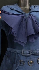 Vintage blue skirt suit set, jacket 1940s 1950s dress wiggle navy sailor collar