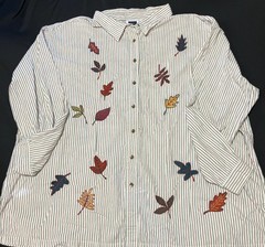 Cottagecore Long Sleeve oversized Button Down Women’s Shirt Size 4X Fall Leaves