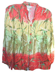 Vintage Top RUTH NORMAN NY Blouse petite S Tropical Cruise artsy Bamboo print