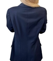 CHANEL Vintage 97P CC Logo Button Blazer Jacket #42 Dark Blue Gold Wool Pocket