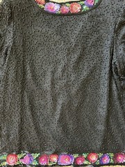 Laurence Kazar 100% Silk Cardigan Sweater Jacket Beaded Sequin Shirt XL