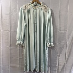 Miss Elaine Dressing Gown Nightgown Pockets Vintage 2XL Blue USA Sexy Modest