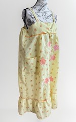 Vintage 70s Handmade Yellow Floral Cottage Prairie Core Spaghetti Strap Dress OS