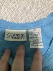 Vtg 90s Classic Elements Eyelet Knit Henley Shirt XL Blue Made in USA Pointelle