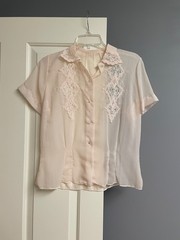 Vintage Pink Lace Short Sleeve Blouse de Jour by Saab, Women
