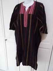 VTG india cotton caftan boho hippie grunge festv black red gold dress 54″ GAUZE
