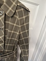 Vintage I. Magnin Womens Belted Trench Coat Plaid Medium