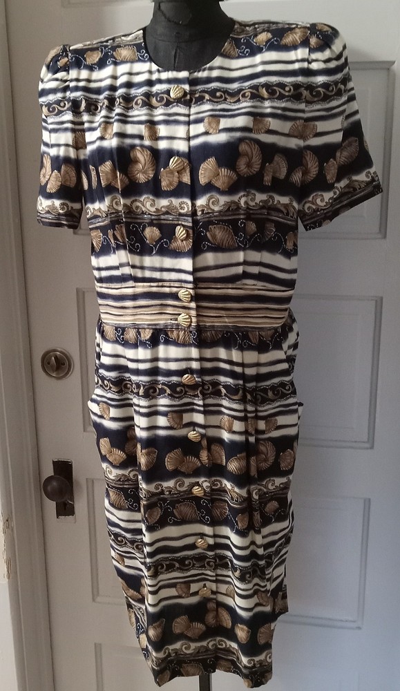 Vintage POSITIVE ATTITUDE 80’s SS Button Up Shell Theme Dress 12P