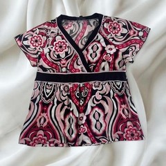 ABG pink graphic babydoll tie back top fairy boho y2k vintage mcbling
