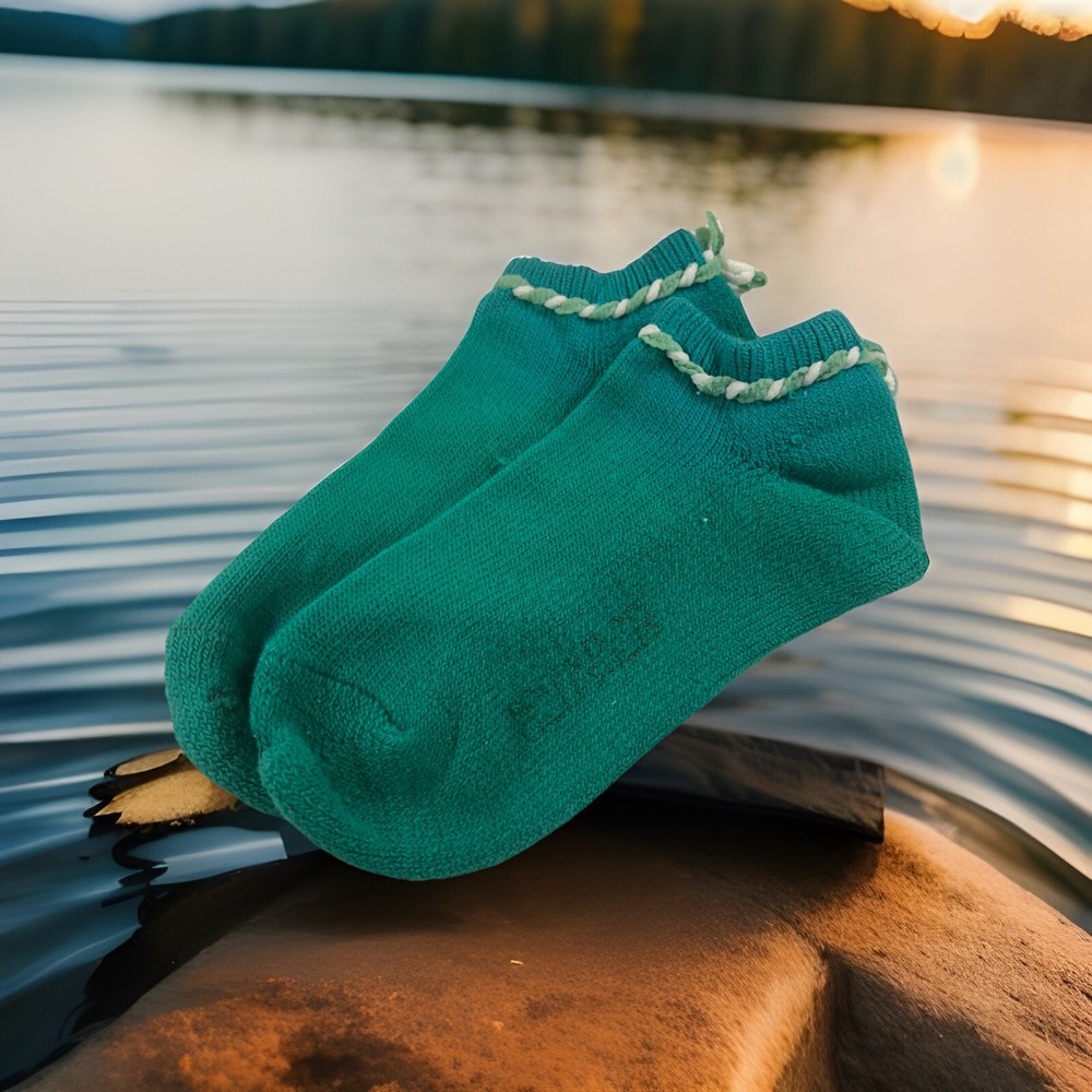 VTG Socks Gean Edwards Roger Dunn Shops Acrylic Teal 9-11 Low 90’s 80s USA