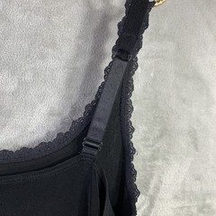 VTG Chico’s Travelers Tank Top Blk Lace Trimmed Cami Acetate Stretch Feminine L
