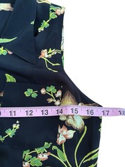 Vtg 90s Karen Kane Button Front Shirt Dress Sleeveless Black Floral Rayon Sz 4