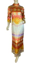 WOMEN’S VINTAGE 1970’S RED & ORANGE MALCOLM STARR ELINOR SIMMONS DRESS SZ 14