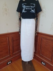 Vintage 1950s White Long Scalloped Side Slit Nylon Taffeta Cottagecore Half-Slip