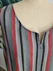 VINTAGE Midi Dress Medium 1980S 1990S HOMEMADE Striped Ruffle Manes Fabric Co