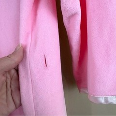 Vintage Komar Pink Butterfly Accent Robe Small Satin Trim Peter Pan Collar 1960s