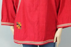 Antique Vtg Linen Hmong Tribal Ethnic Handmade Embroidered Wrap Coat Jacket L/XL