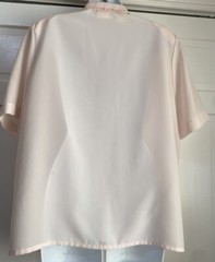 VINTAGE CHRISTIE & JILL PINK SHORT SLEEVE EMBROIDERED BLOUSE SHOULDER PADS SZ 16
